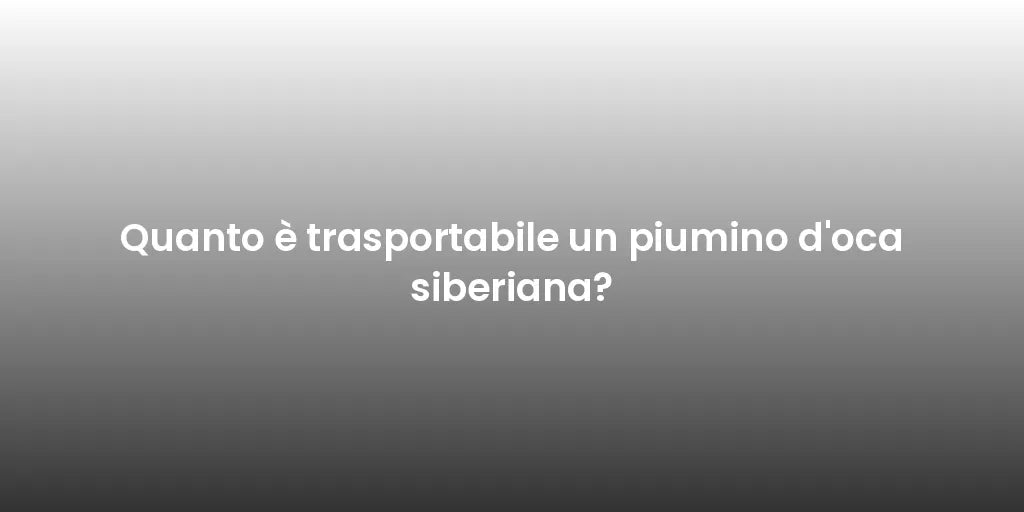 Quanto è trasportabile un piumino d'oca siberiana?