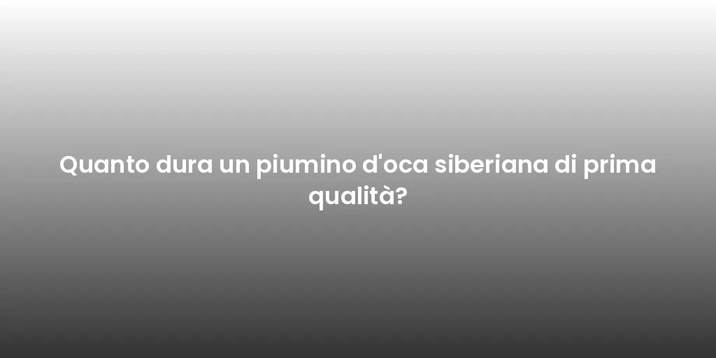 Quanto dura un piumino d'oca siberiana di prima qualità?