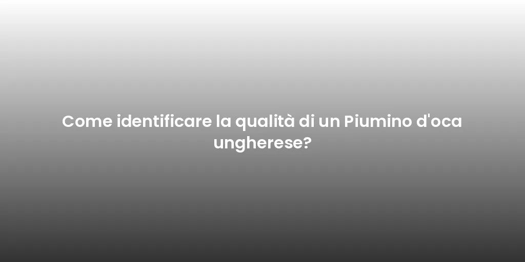 Come identificare la qualità di un Piumino d'oca ungherese?