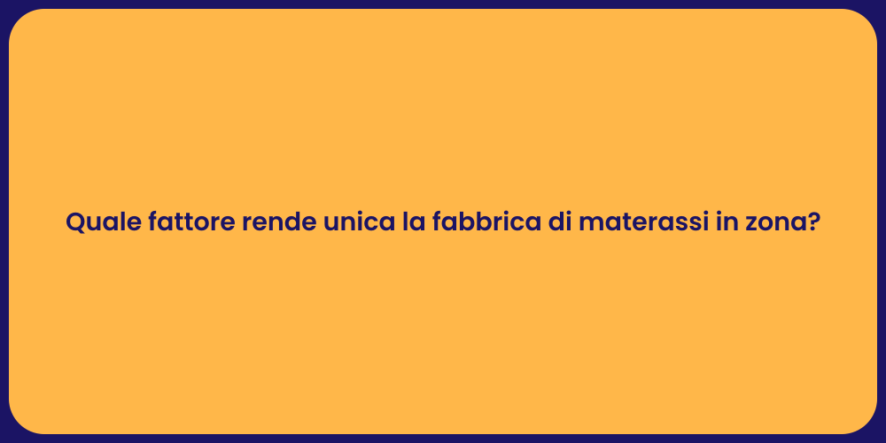 Quale fattore rende unica la fabbrica di materassi in zona?