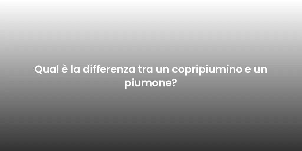 Qual è la differenza tra un copripiumino e un piumone?