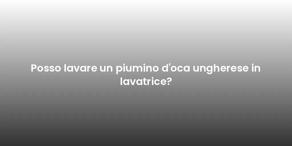 Posso lavare un piumino d'oca ungherese in lavatrice?