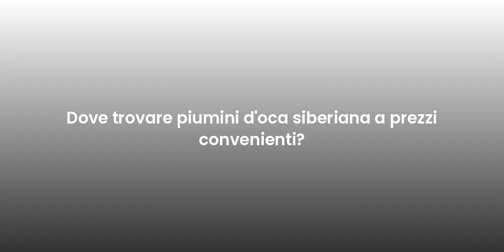 Dove trovare piumini d'oca siberiana a prezzi convenienti?