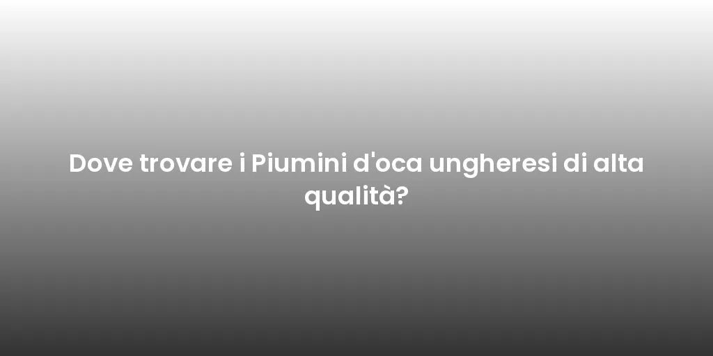 Dove trovare i Piumini d'oca ungheresi di alta qualità?