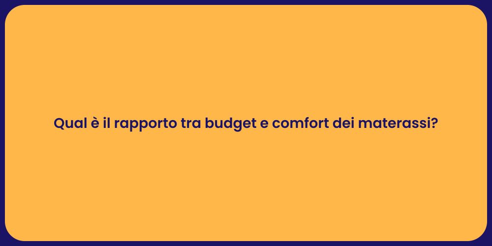 Qual è il rapporto tra budget e comfort dei materassi?