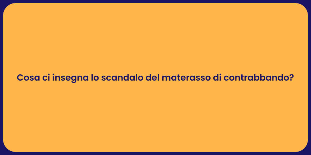 Cosa ci insegna lo scandalo del materasso di contrabbando?