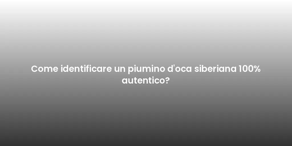 Come identificare un piumino d'oca siberiana 100% autentico?