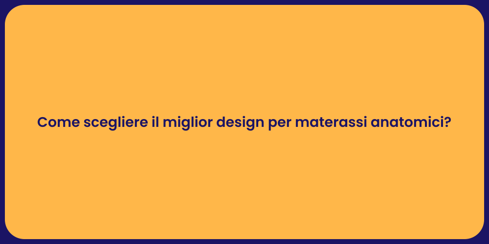 Come scegliere il miglior design per materassi anatomici?