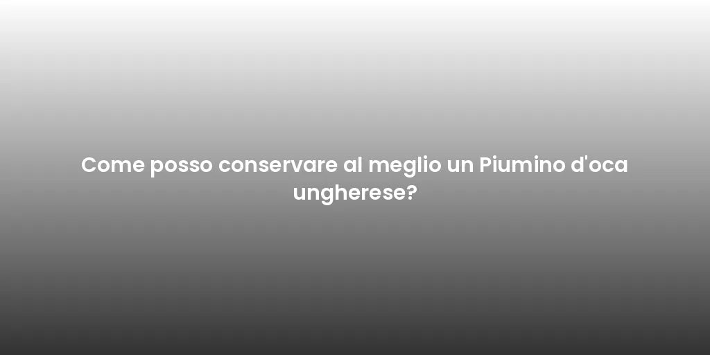 Come posso conservare al meglio un Piumino d'oca ungherese?