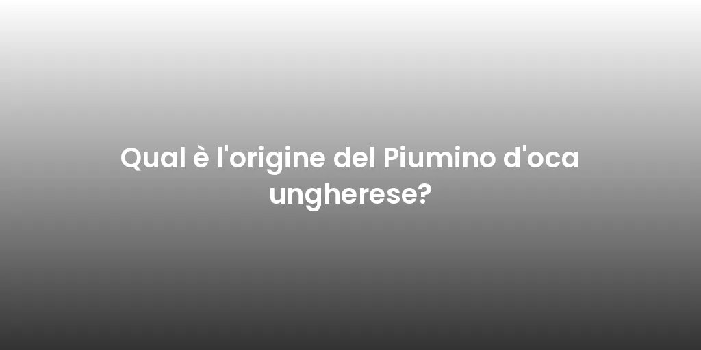 Qual è l'origine del Piumino d'oca ungherese?