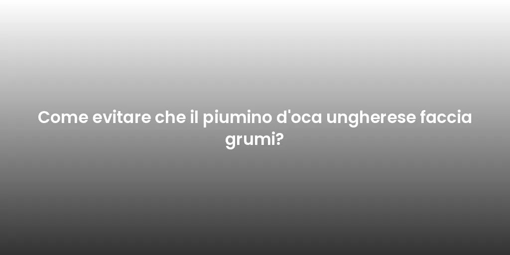 Come evitare che il piumino d'oca ungherese faccia grumi?