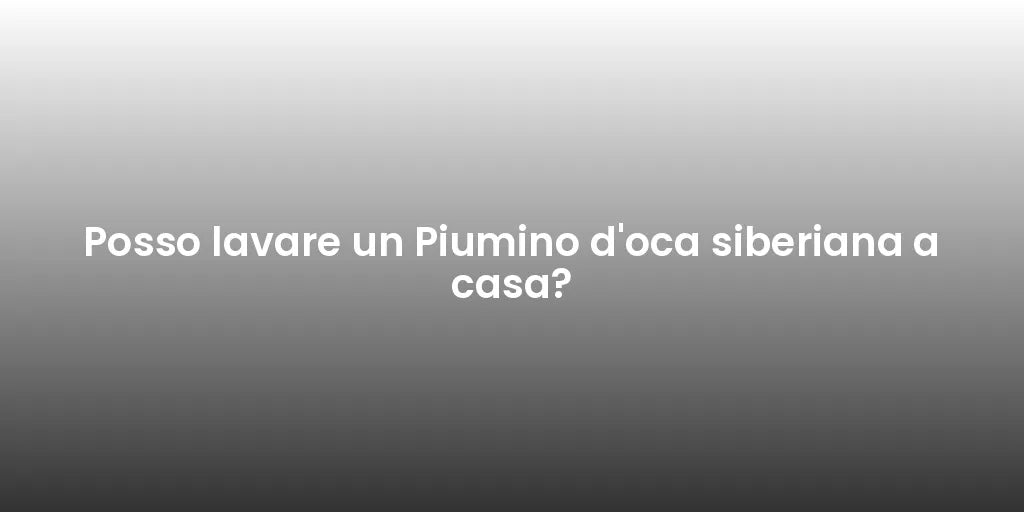 Posso lavare un Piumino d'oca siberiana a casa?