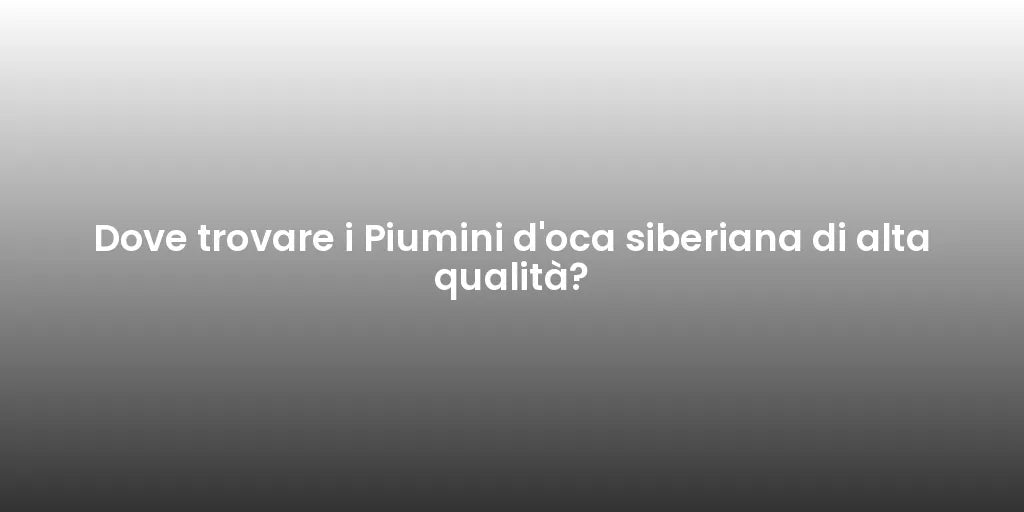 Dove trovare i Piumini d'oca siberiana di alta qualità?