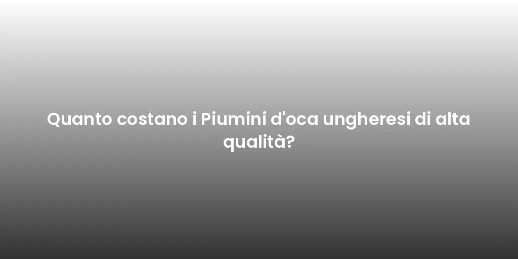Quanto costano i Piumini d'oca ungheresi di alta qualità?