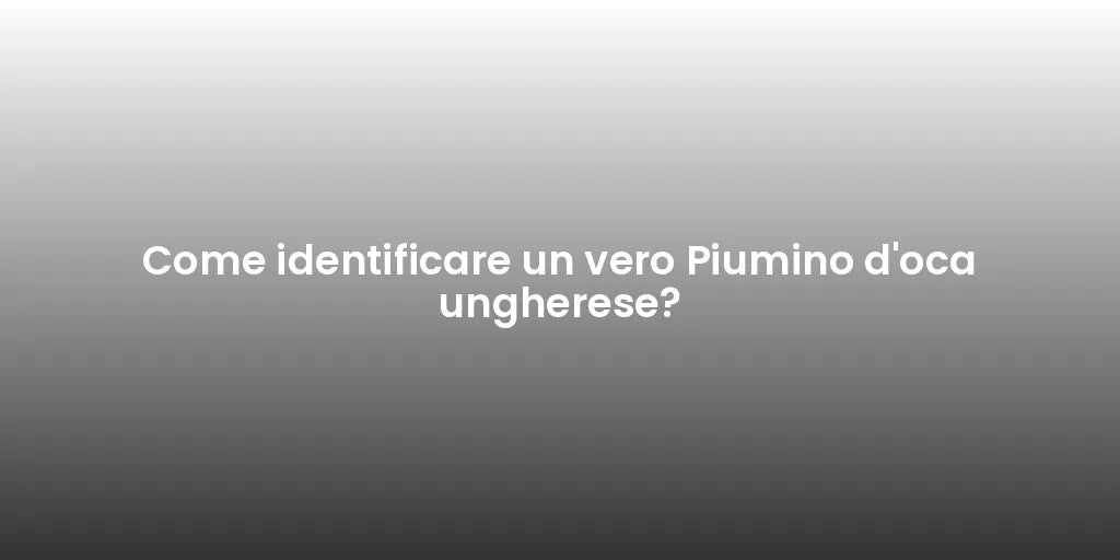 Come identificare un vero Piumino d'oca ungherese?