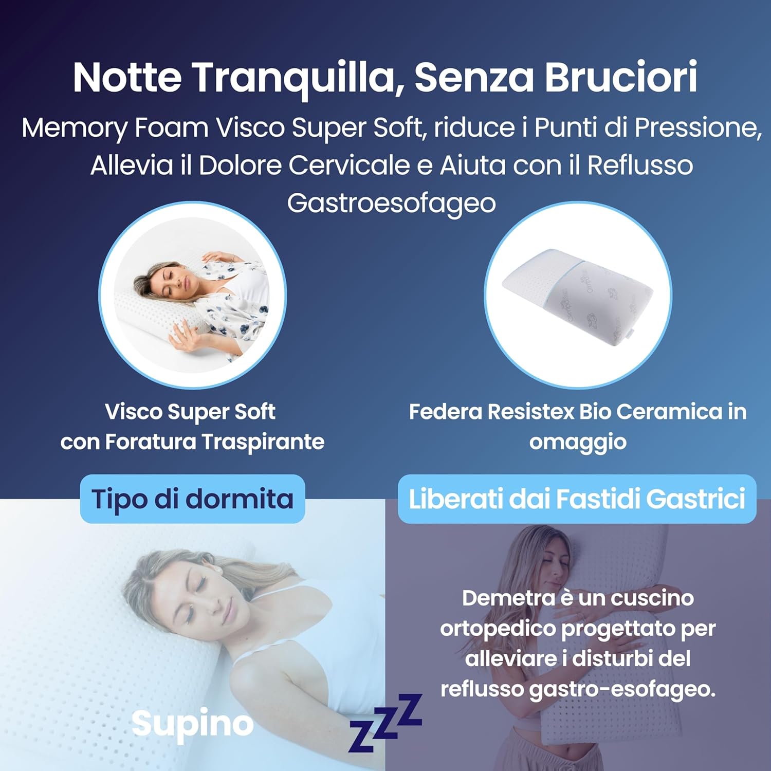 Coppia | Cuscino - Anti Reflusso-Morbido - Demetra