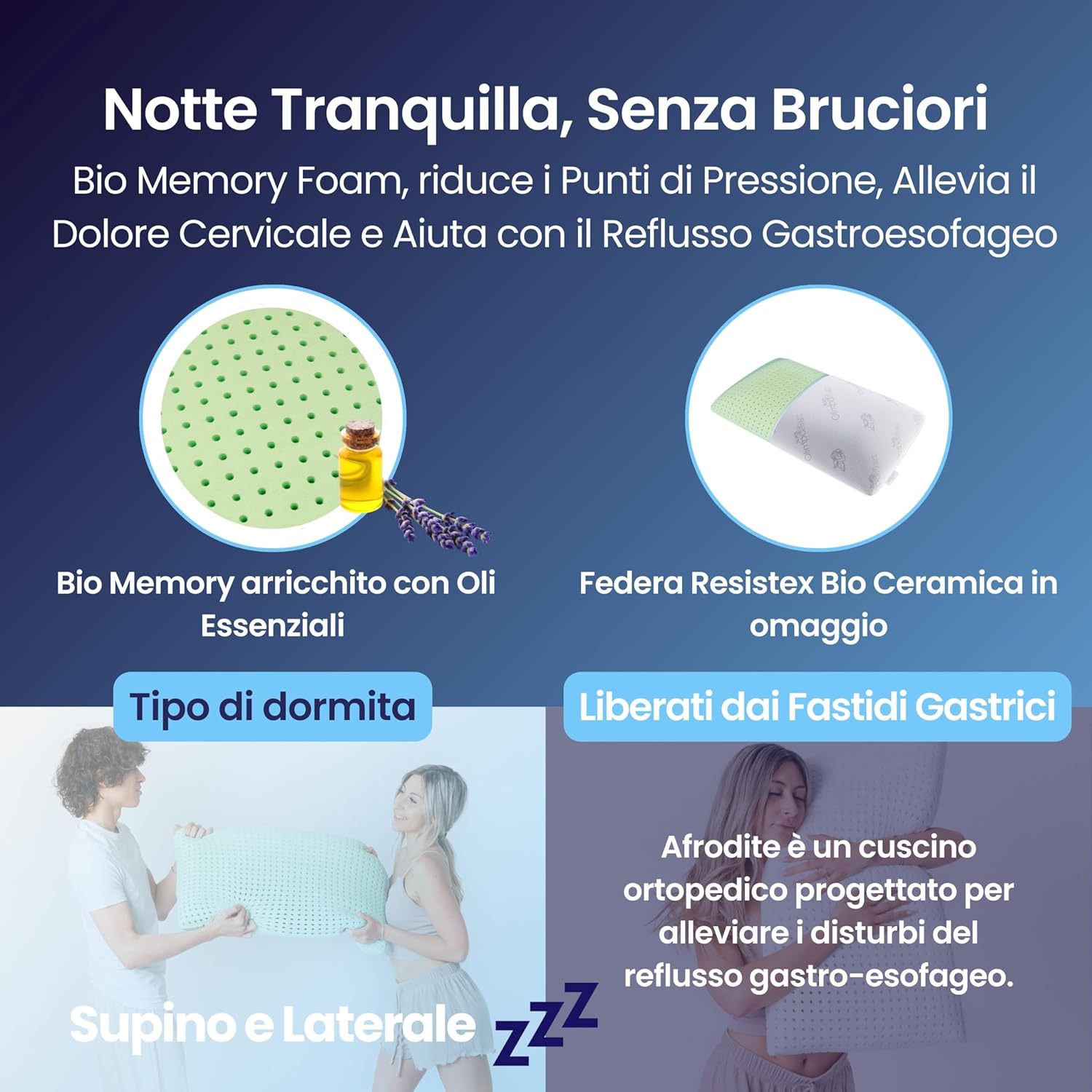 Coppia | Cuscino - AntiReflusso Bio - Compatto - Afrodite