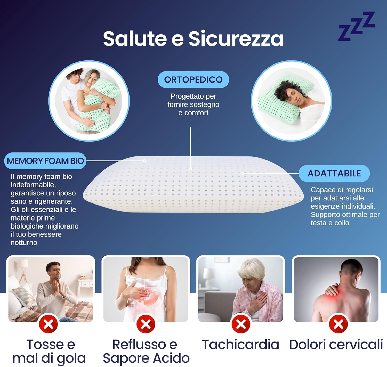 Coppia | Cuscino - AntiReflusso Bio - Compatto - Afrodite