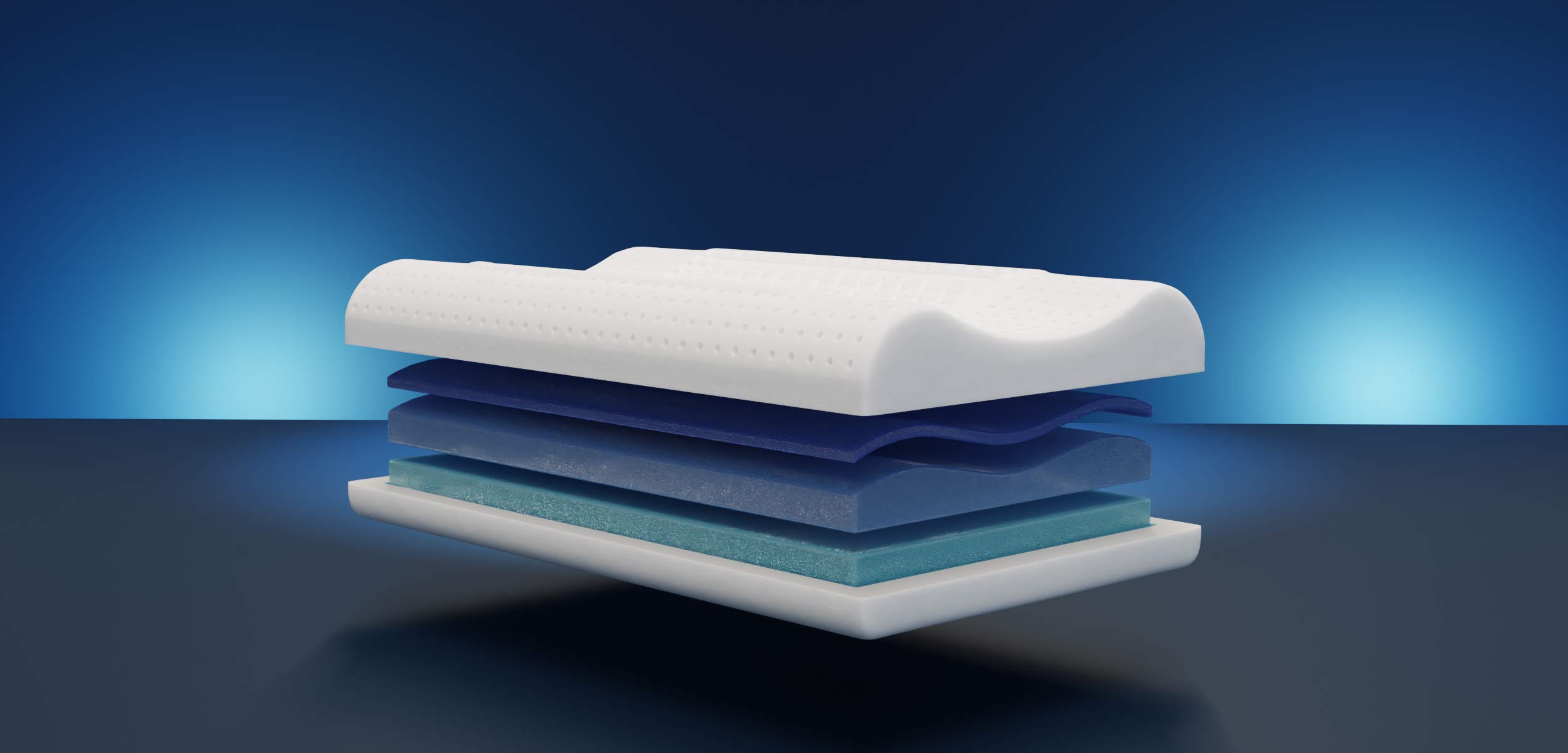 Cuscino a strati con materiali di diversi colori.