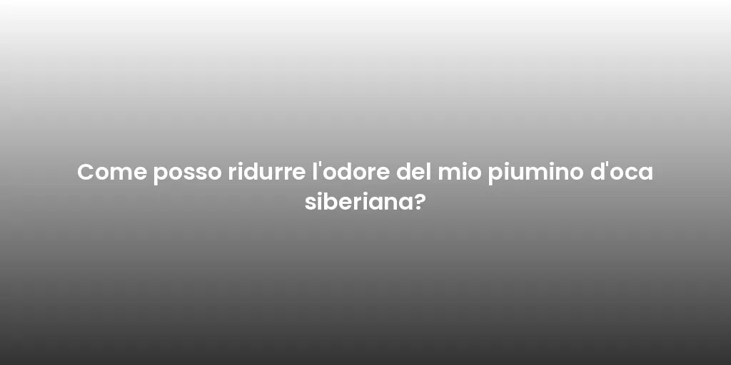 Come posso ridurre l'odore del mio piumino d'oca siberiana?