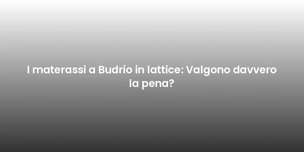 I materassi a Budrio in lattice: Valgono davvero la pena?