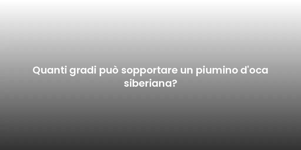 Quanti gradi può sopportare un piumino d'oca siberiana?