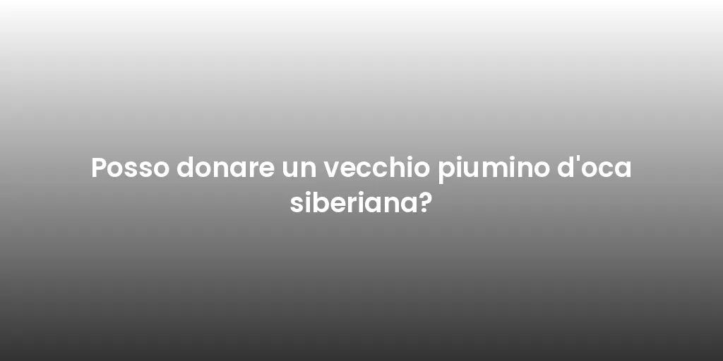 Posso donare un vecchio piumino d'oca siberiana?