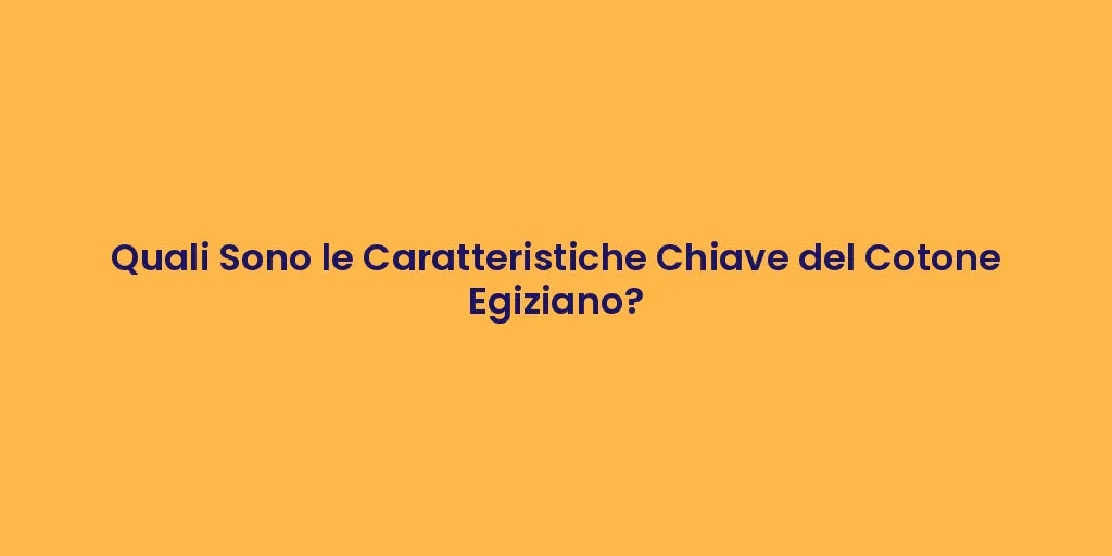 Quali Sono le Caratteristiche Chiave del Cotone Egiziano?