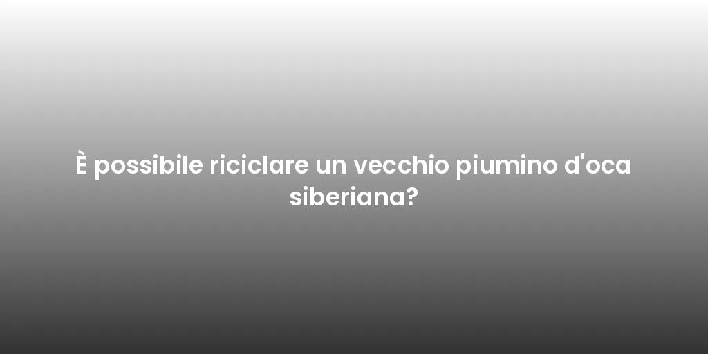 È possibile riciclare un vecchio piumino d'oca siberiana?