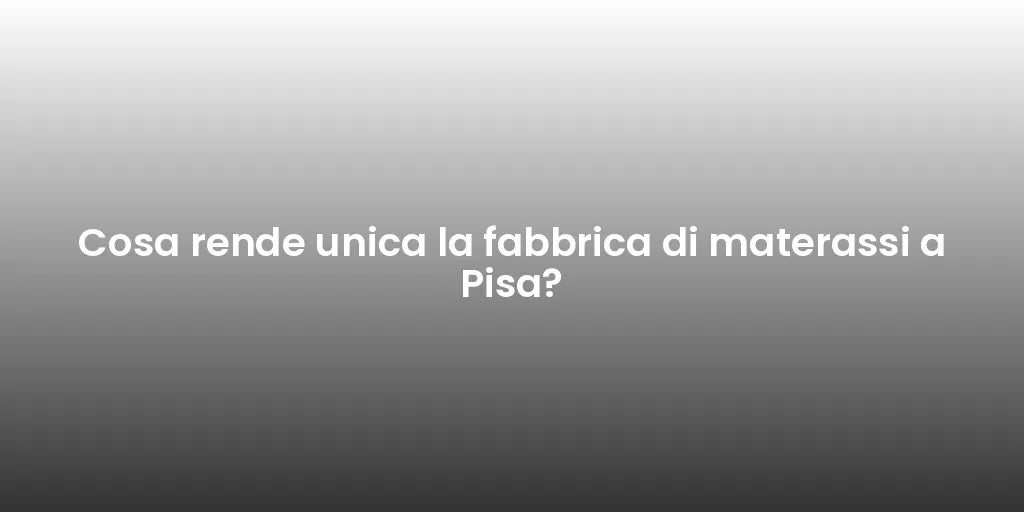 Cosa rende unica la fabbrica di materassi a Pisa?