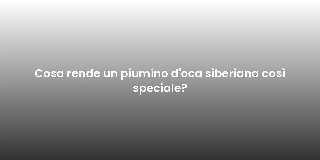 Cosa rende un piumino d'oca siberiana così speciale?