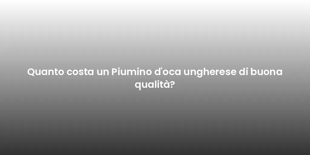 Quanto costa un Piumino d'oca ungherese di buona qualità?