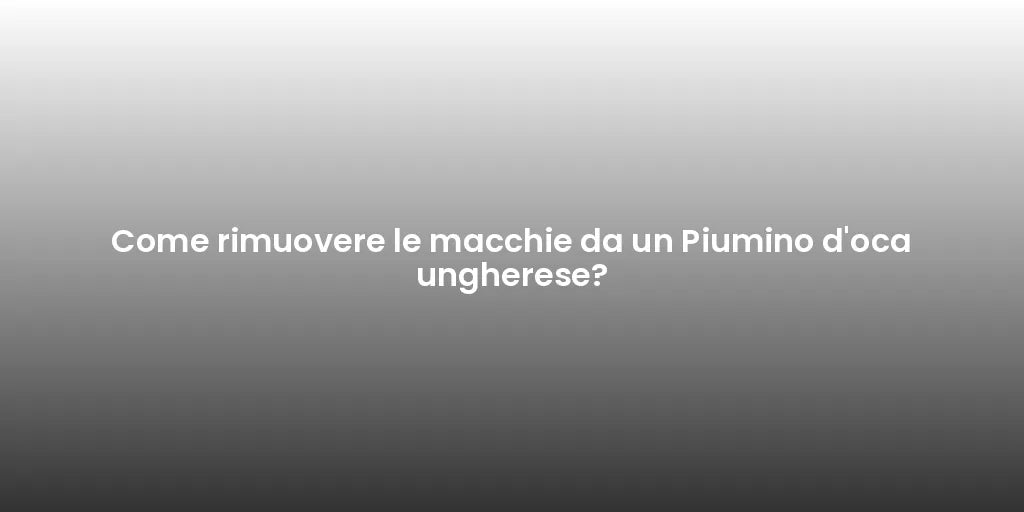 Come rimuovere le macchie da un Piumino d'oca ungherese?