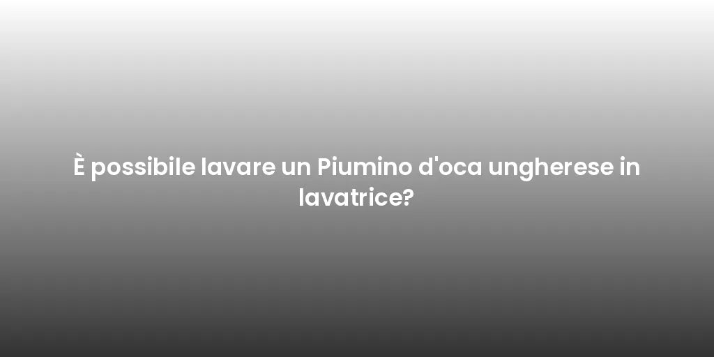 È possibile lavare un Piumino d'oca ungherese in lavatrice?