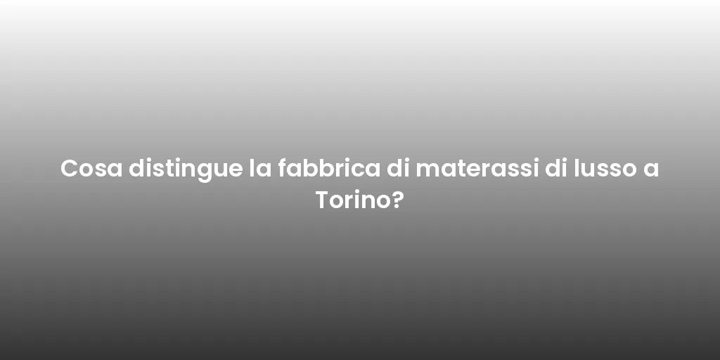 Cosa distingue la fabbrica di materassi di lusso a Torino?