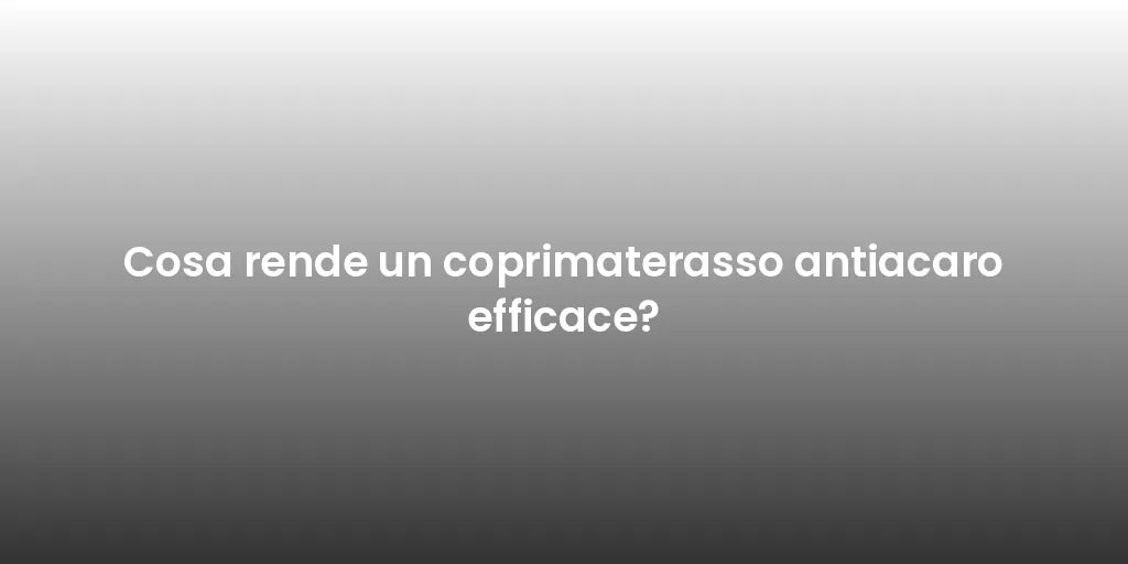 Cosa rende un coprimaterasso antiacaro efficace?