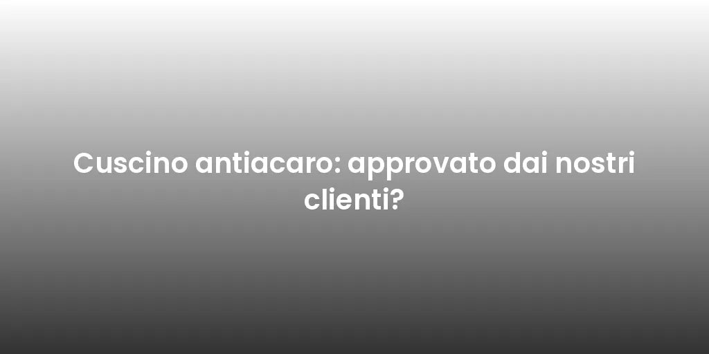 Cuscino antiacaro: approvato dai nostri clienti?