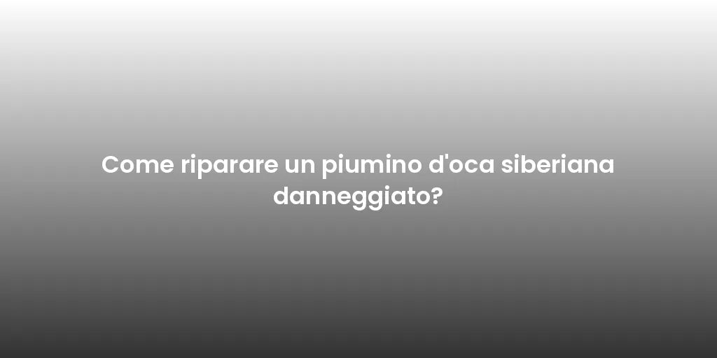 Come riparare un piumino d'oca siberiana danneggiato?
