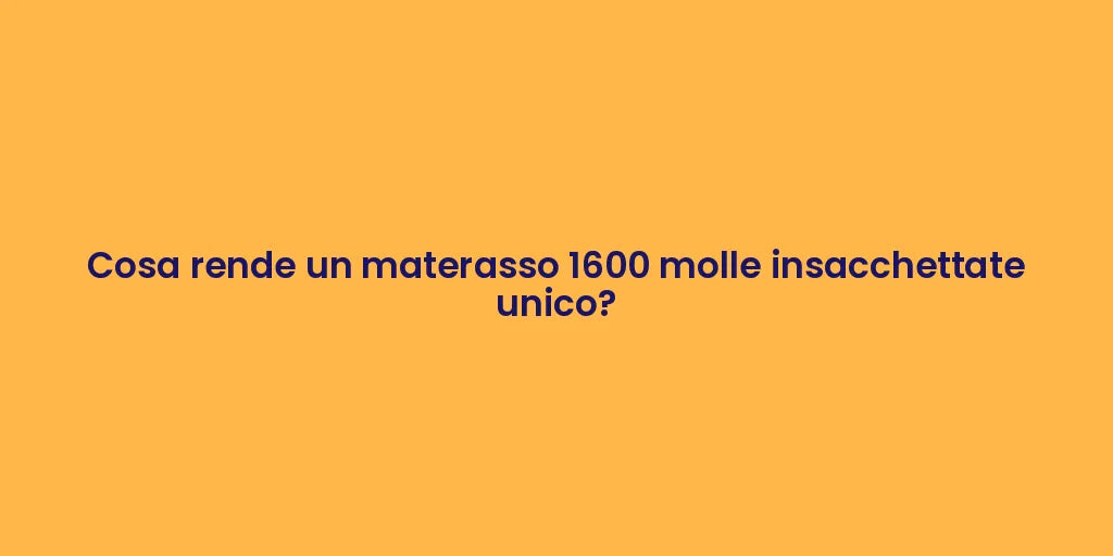 Cosa rende un materasso 1600 molle insacchettate unico?