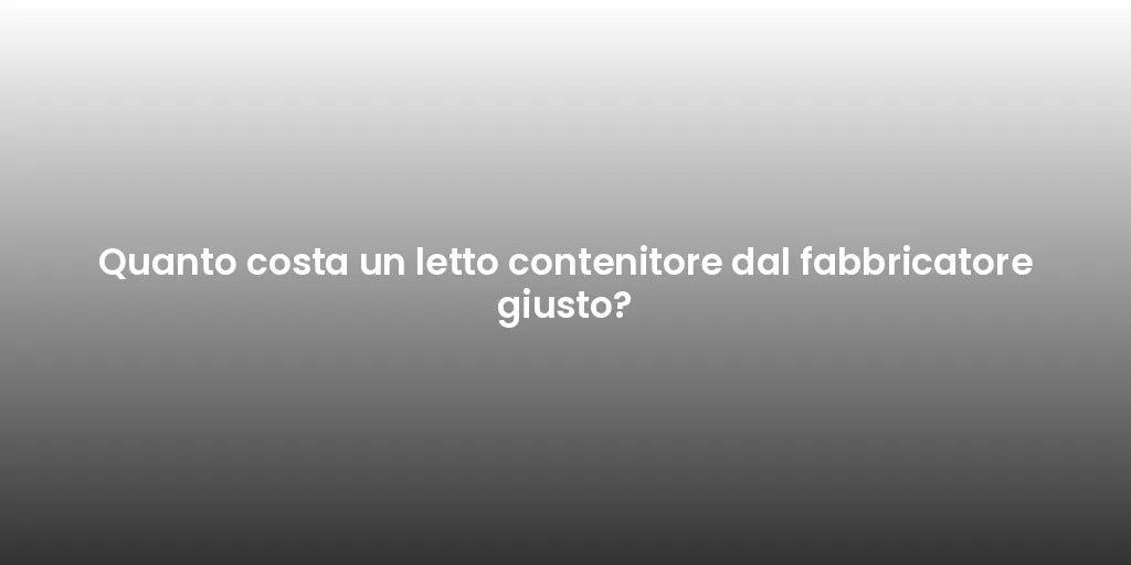 Quanto costa un letto contenitore dal fabbricatore giusto?